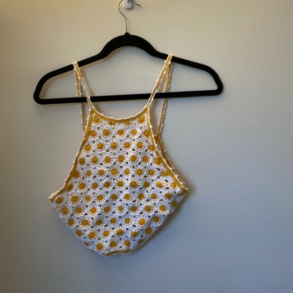 F21 Yellow Crochet Top